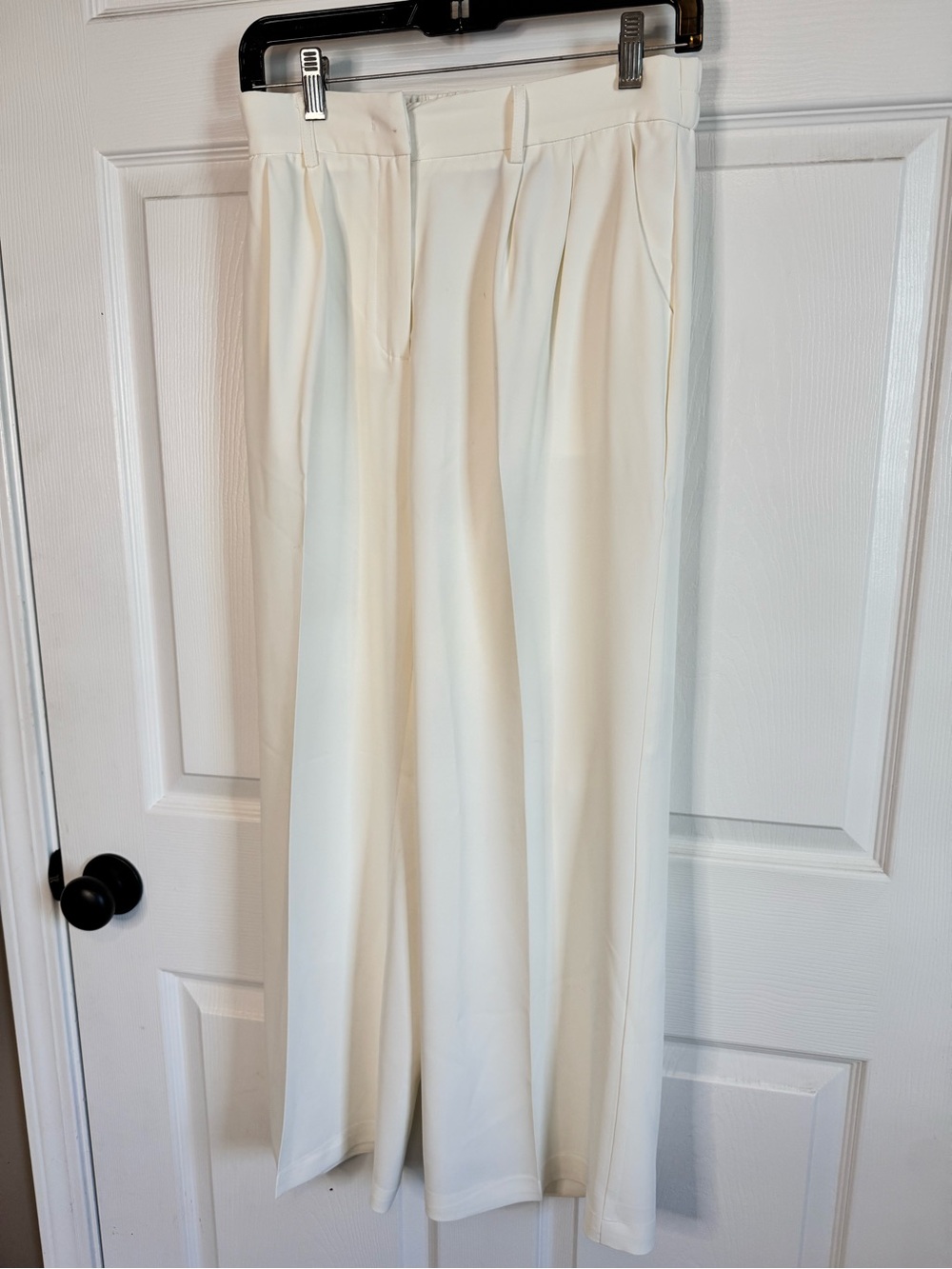 FUNYYZO High-Rise Off White Wide-Leg Trousers